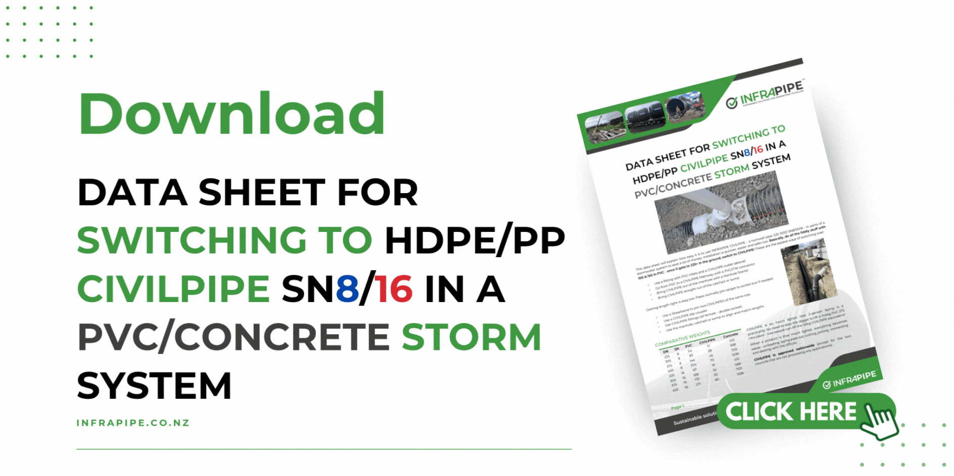 Download Data Sheet for Switching to HDPE/PP Civilpipe SN8/16 in a PVC/Concrete Storm System