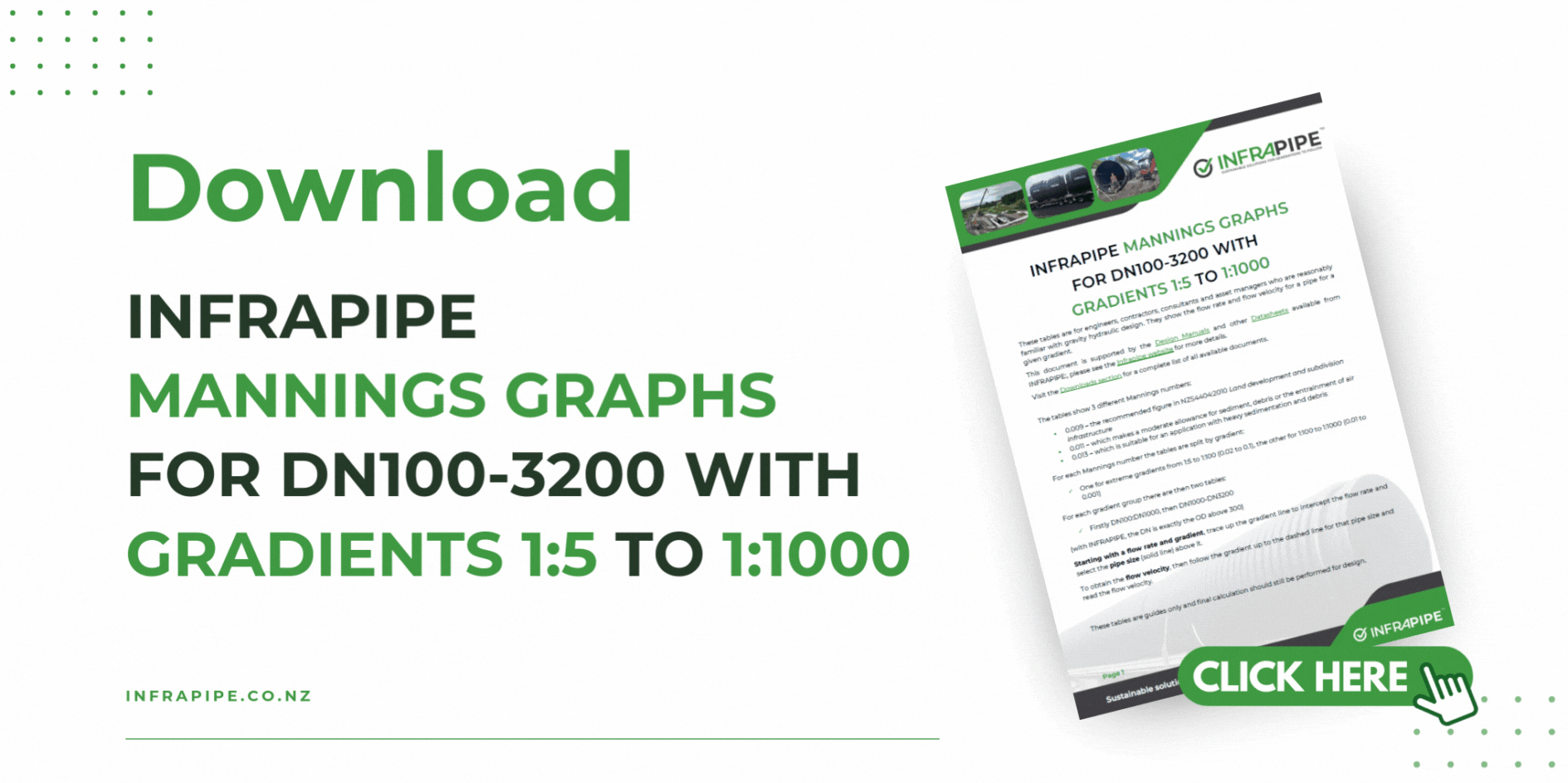 Infrapipe Mannings Graphs for DN100-3200