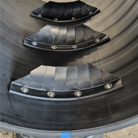 Offset flexible baffles on site creating resting pools and in the factory for installation.